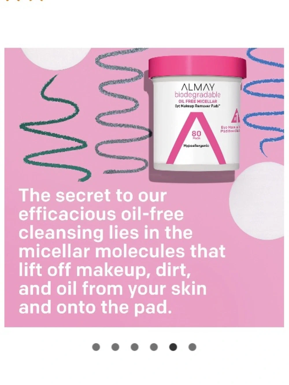 Almay | Biodegradable Micellar Water Eye Makeup Remover Pads | 80CT | NEW SEALED